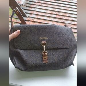 Calvin Klein Brown Monogram Cross Body Bag